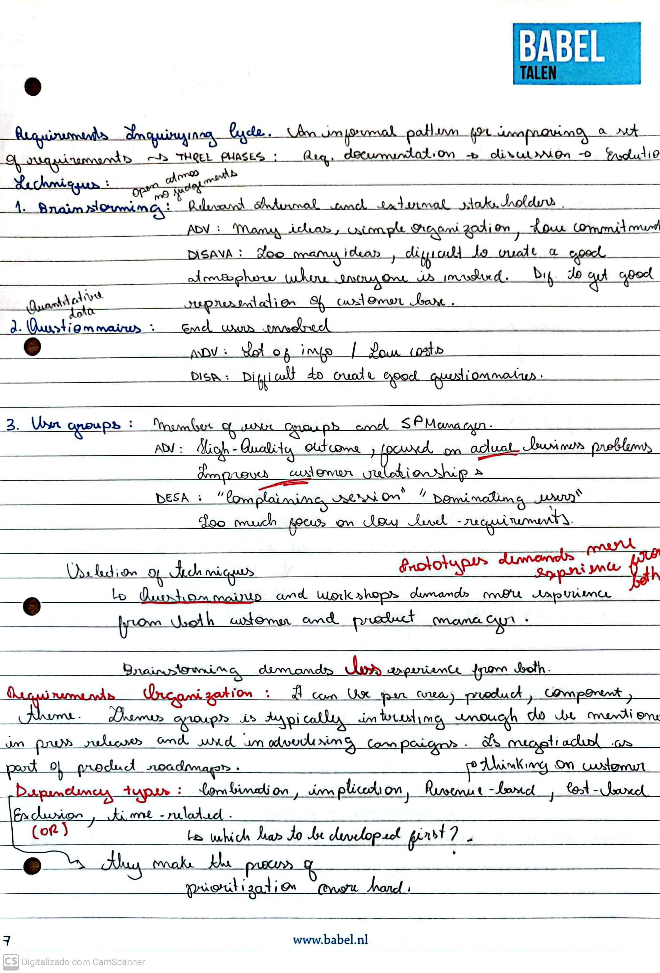 Página de caderno com anotações manuscritas